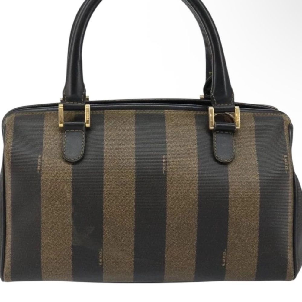 Fendi Vintage Pequin Convertible Boston Bag Coated Canvas Brown Canvas  $4399 - Picture 3 of 5